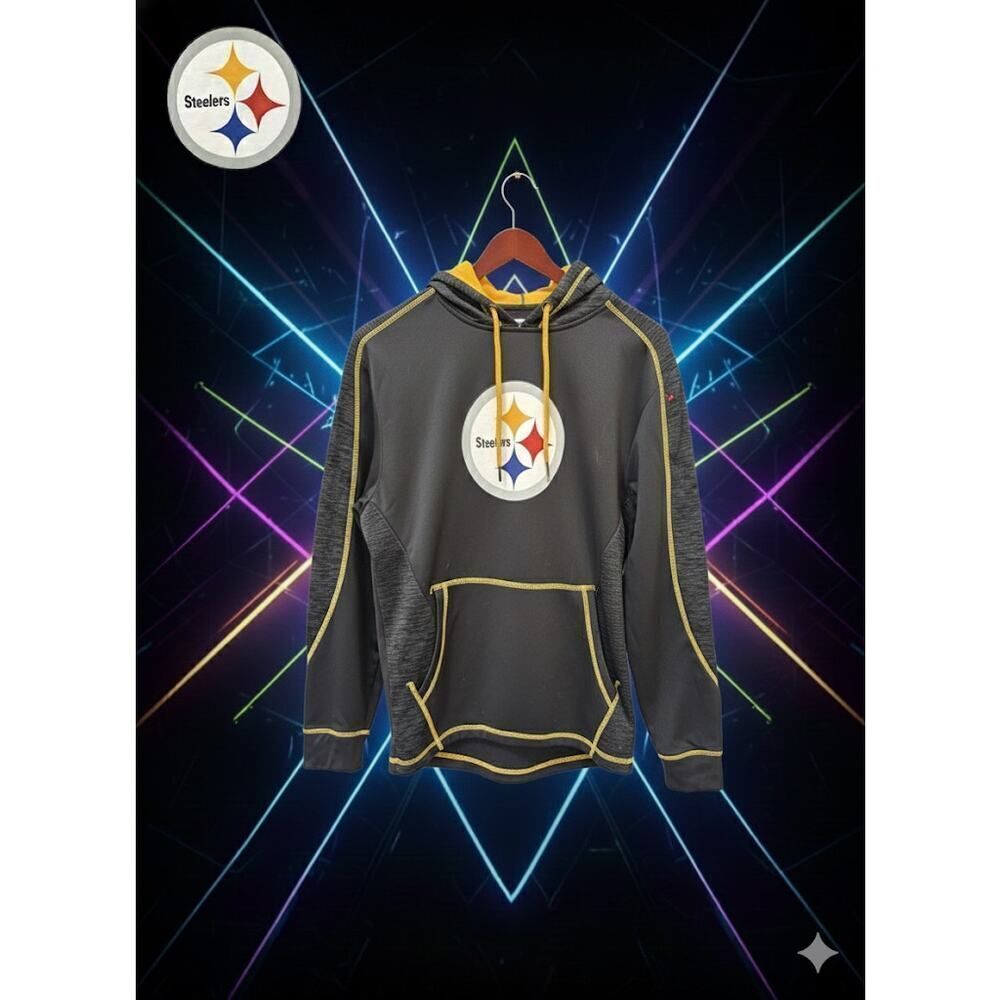 Pittsburgh Steelers Black Yellow Gold Drawstring Hooded Graphic Men Sweatshirt M